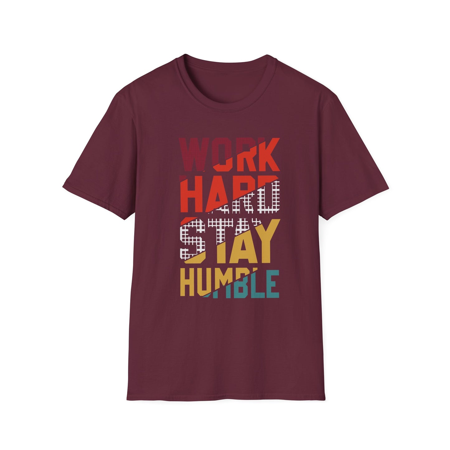 Motivational Unisex Softstyle T-Shirt - Work Hard Stay Humble, Inspirational Tee, Gift for Friends, Casual Wear, Daily Reminder