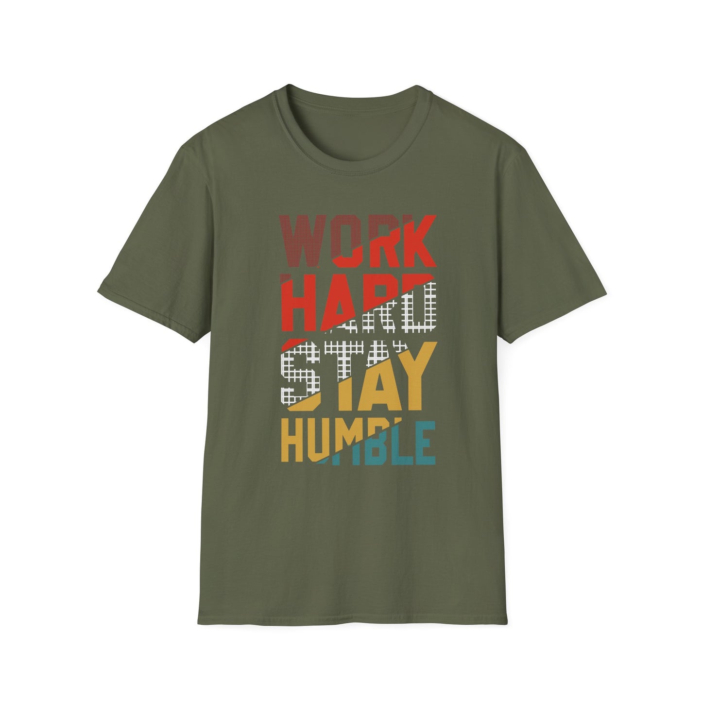 Motivational Unisex Softstyle T-Shirt - Work Hard Stay Humble, Inspirational Tee, Gift for Friends, Casual Wear, Daily Reminder