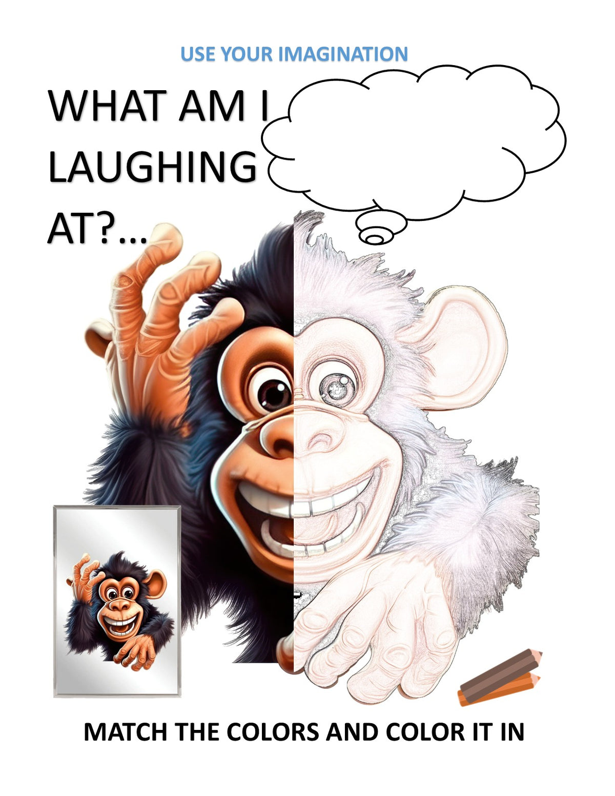 FUNNY MONKEYS MOUSES AND GEOMETRIC SHAPES Can YOU Mirror Me COLORING DRAWING AND ACTIVITY BOOK